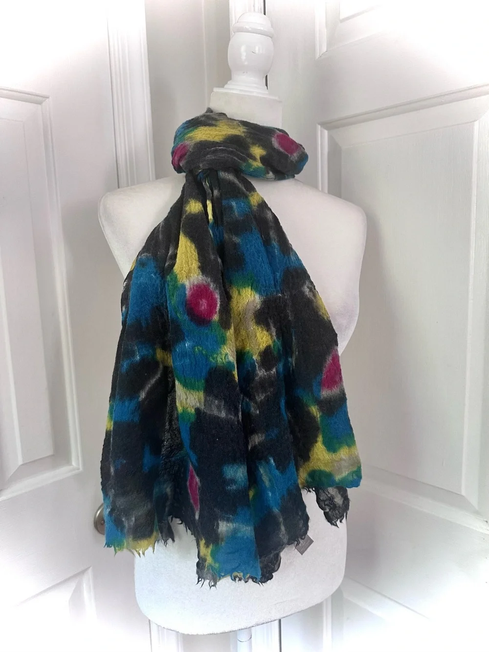 J.Jill Multicolor Wool Silk Abstract Floral Scarf OS